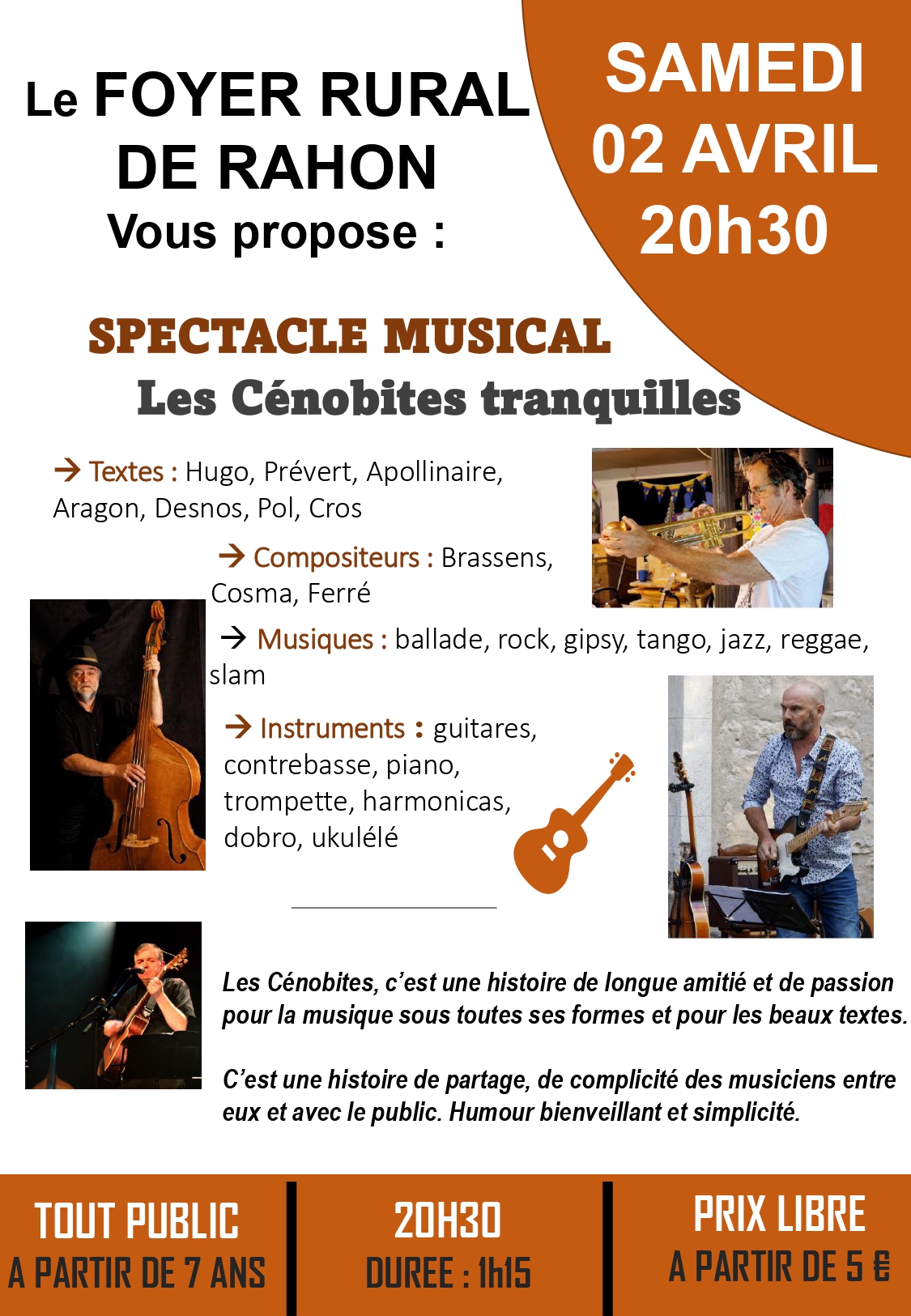 Lire la suite à propos de l’article Le Foyer rural de Rahon vous propose un spectacle musical : Les Cénobites tranquilles