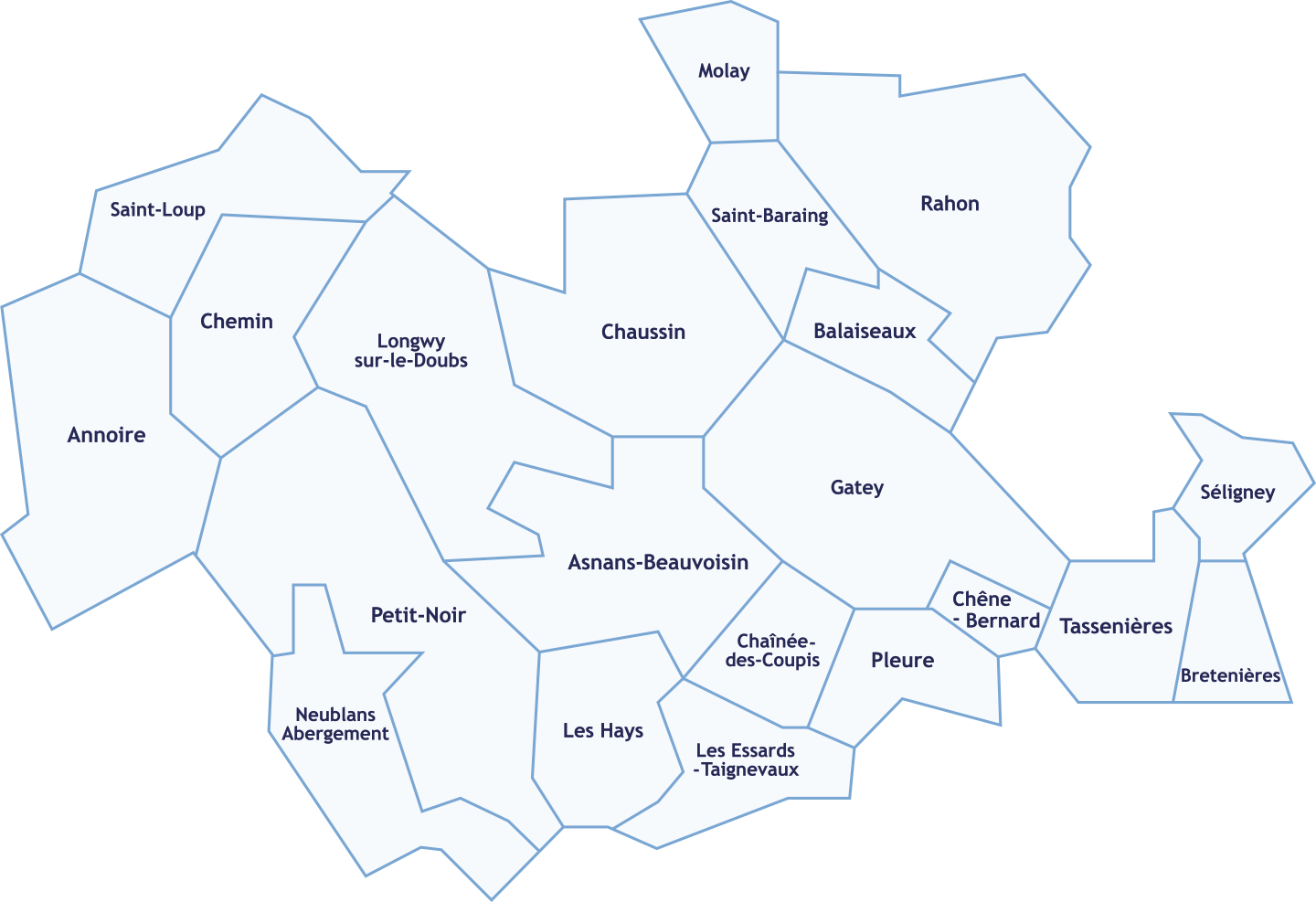 Carte des communes CCPJ