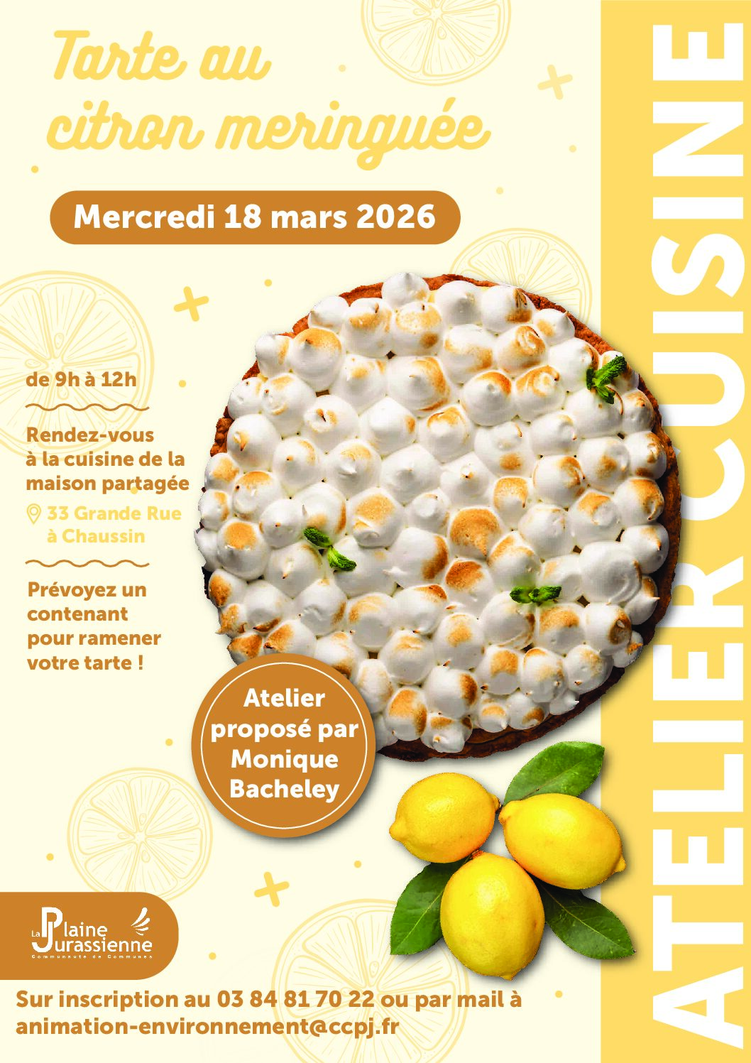 You are currently viewing Atelier cuisine : tarte au citron meringuée