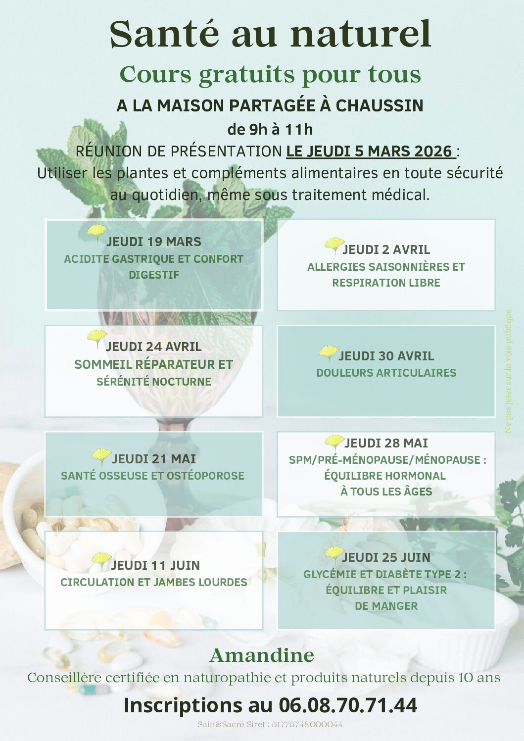 You are currently viewing Cours de « santé au naturel » à la maison partagée