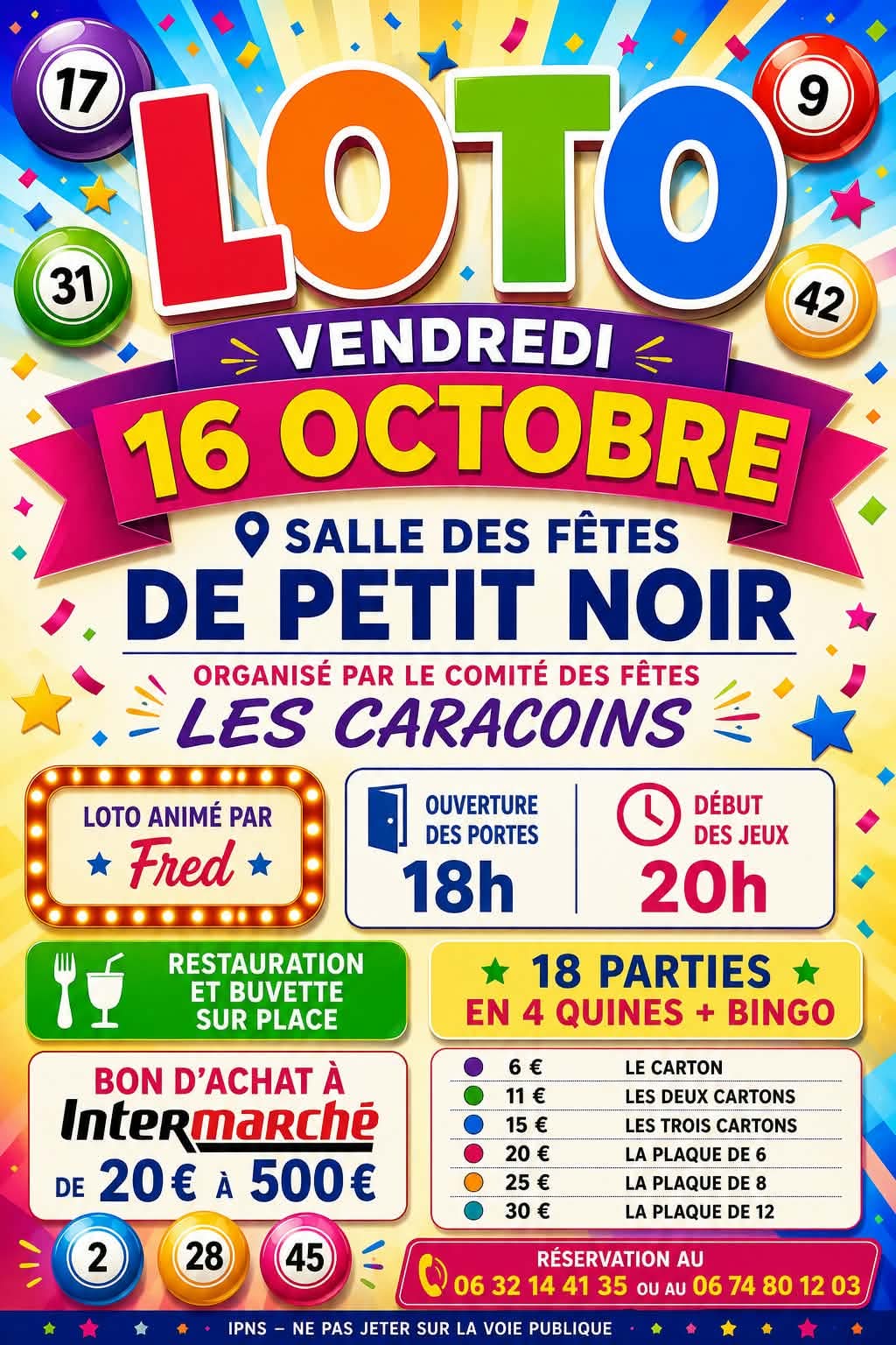 You are currently viewing LOTO – Les CARACOINS organisent un Loto à Petit-Noir !