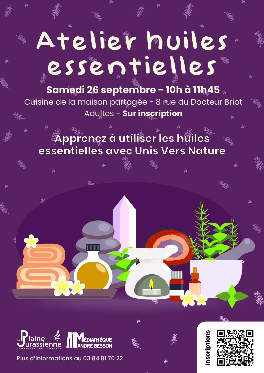 You are currently viewing Atelier huiles essentielles avec la Médiathèque André Besson et Unis Vers Nature