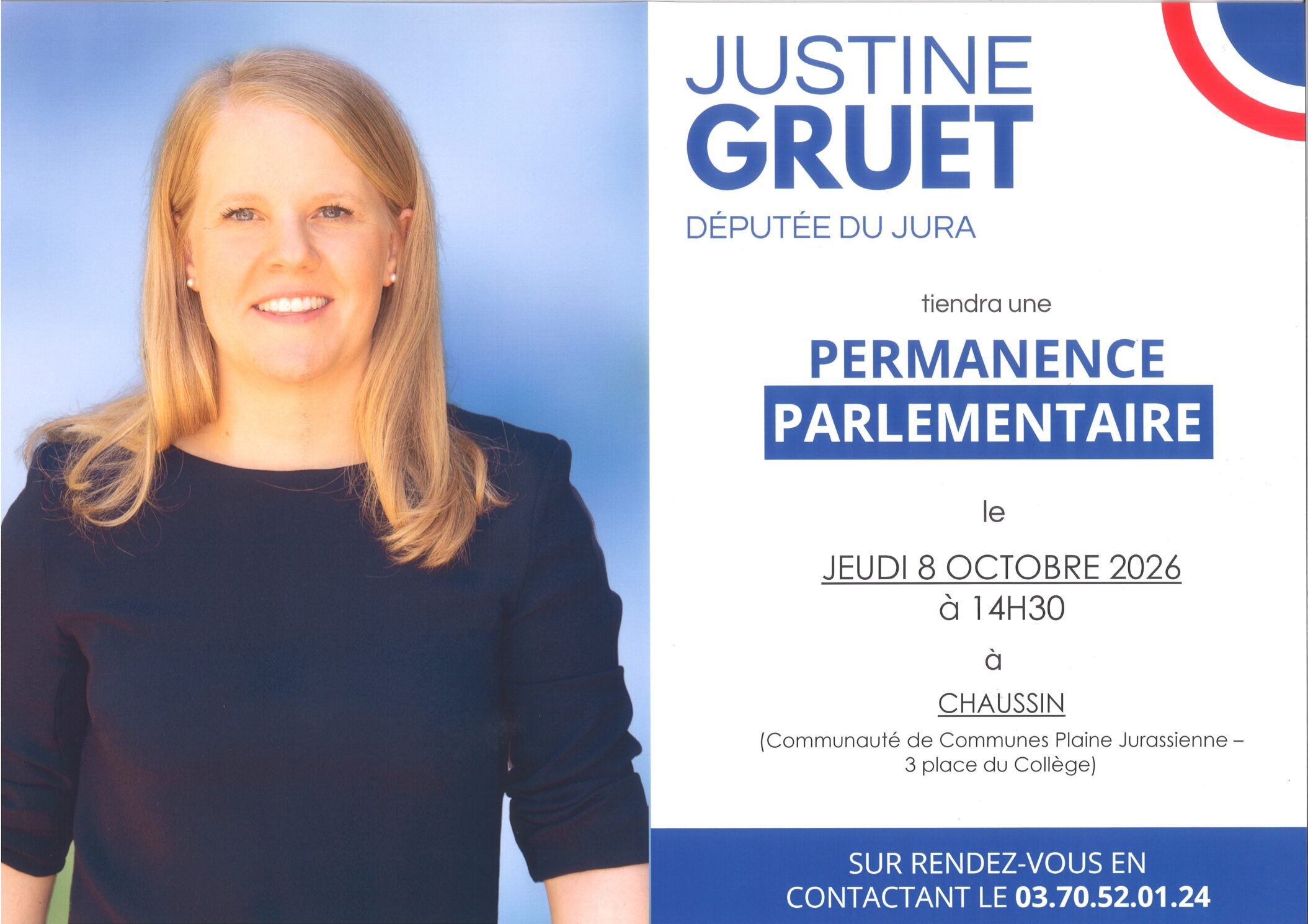 You are currently viewing Justine GRUET – Permanence Parlementaire à Chaussin