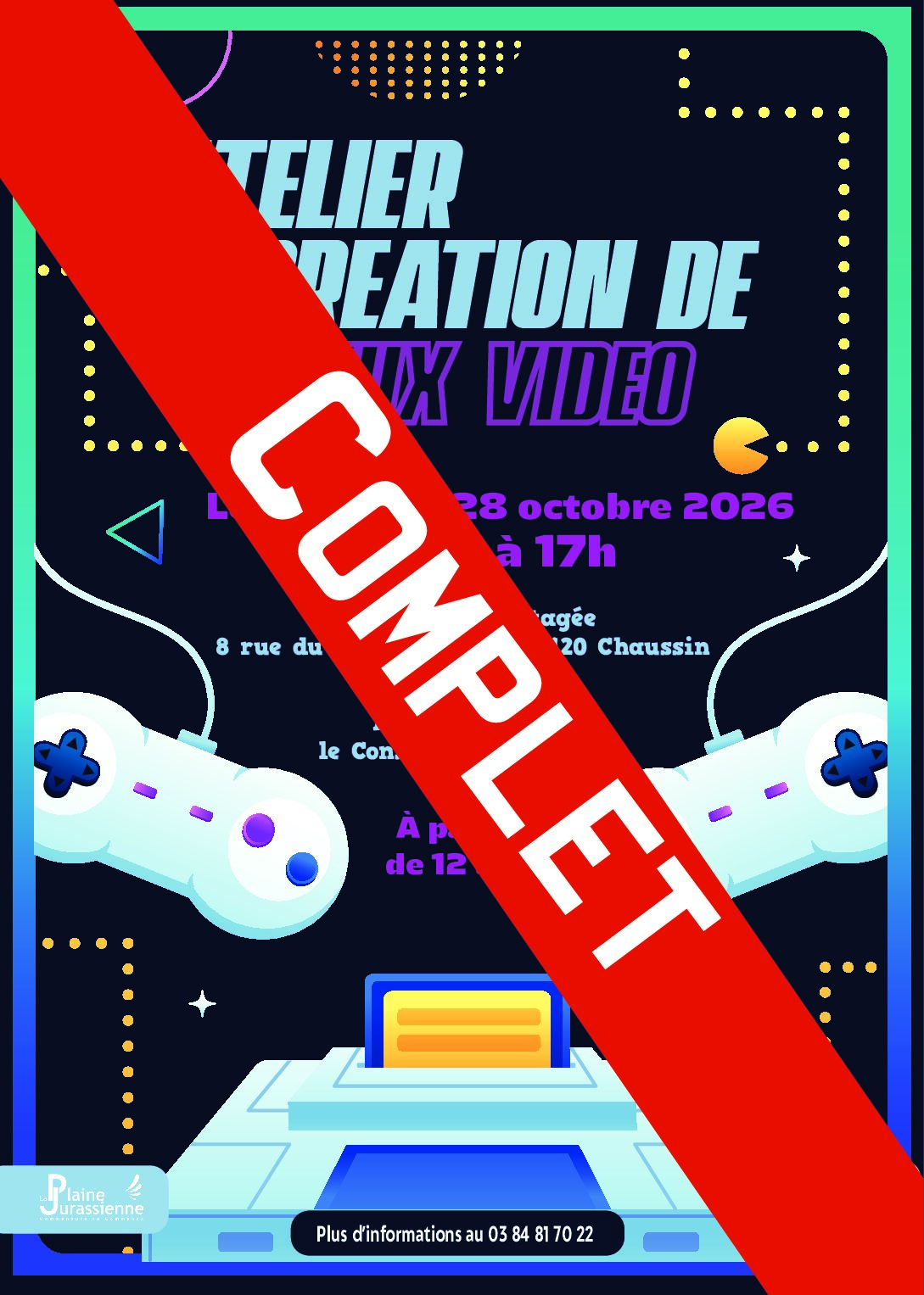 Vous consultez actuellement Information importante – Atelier Création de jeux vidéos COMPLET !